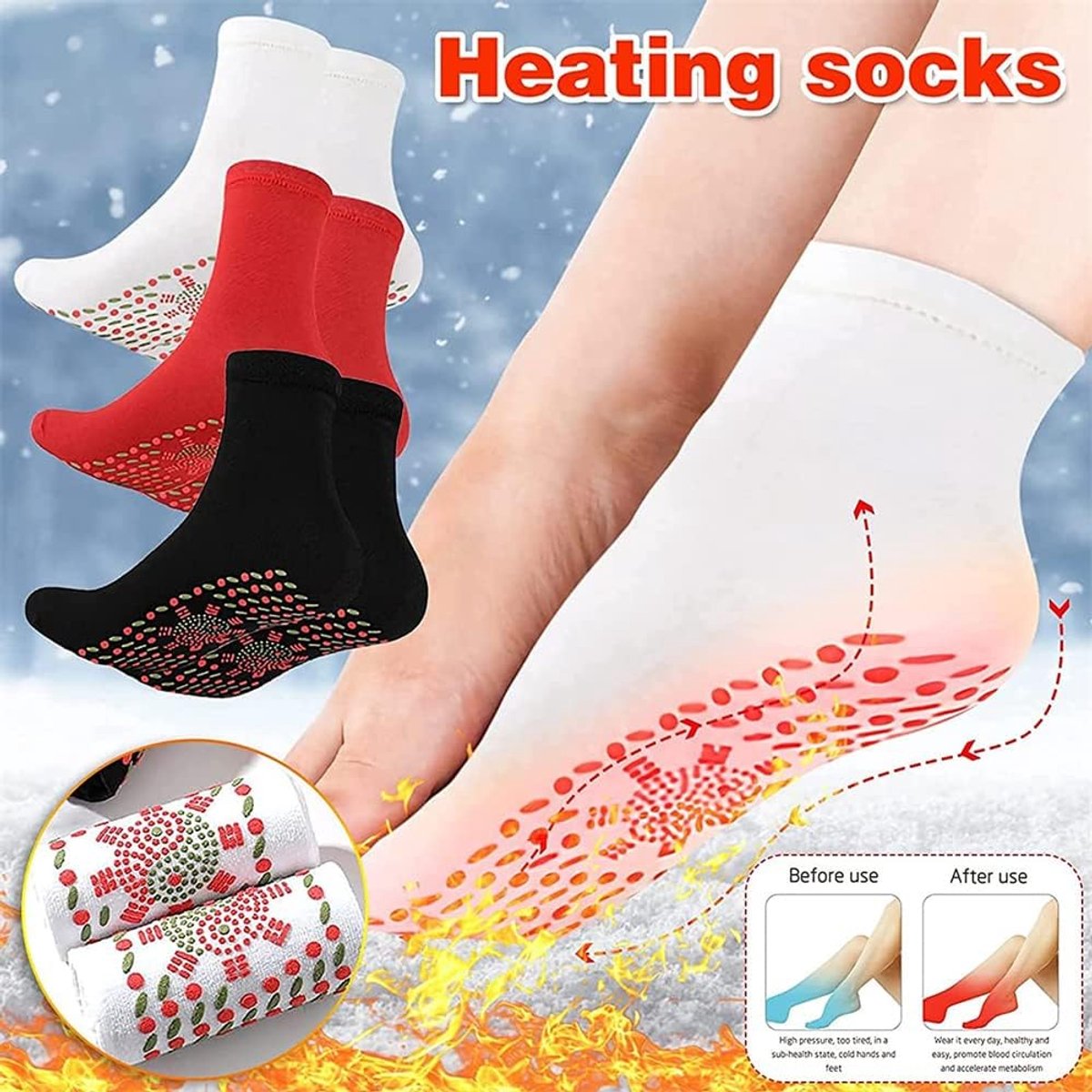 Zelfverwarmende Sokken - Massage Sokken - Voetcomfort Bevorderen - Natuurlijke Acupressuur Stimulatie - 3 Paar - Zwart — cadeau in Cadeau-ideeën - foto 5