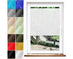 Plissé Gordijn - Draadloos Raambekleding - Privacy en Zonwering - Boren Niet Nodig - 20 x 65 cm - Wit