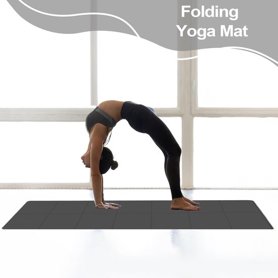 Opvouwbare Yogamat - Draagbare Trainingsmat - Thuis en Onderweg - Antislip Dubbelzijdig - 183 x 61 cm - Zwart — afbeelding 4