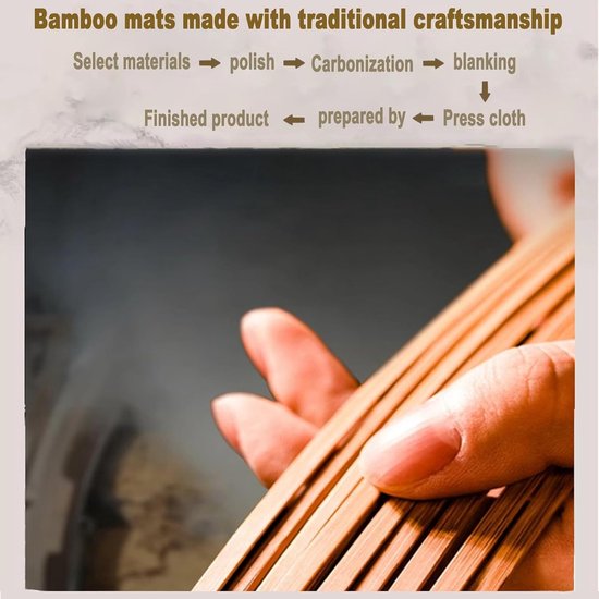 Foldable Double Sided Bamboo mat for Bed, Breathable Carbonized Bamboo Summer Sleeping Mat, Rattan Cooling mat, Folding Mattress Bamboo - Bedroom Essential for Summer Sleeping(with Pillowcas — afbeelding 5