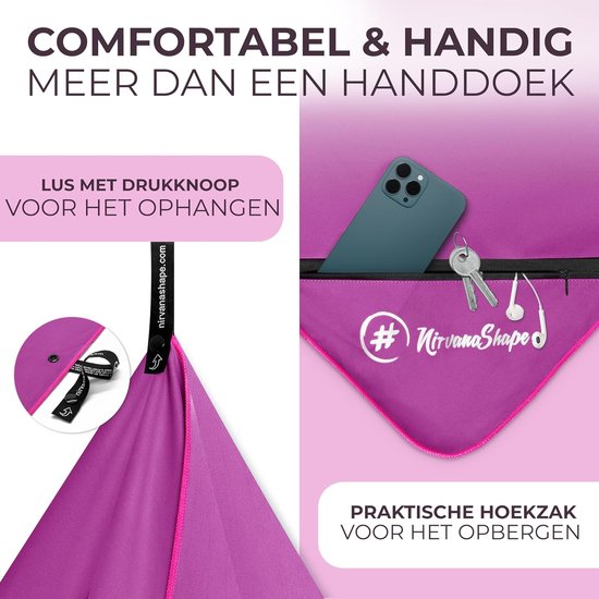 Microvezel Handdoeken - Reishanddoeken Sporthandoeken - Licht Reizen - Super Absorberend Sneldrogend - Set L+M - Roze — afbeelding 2