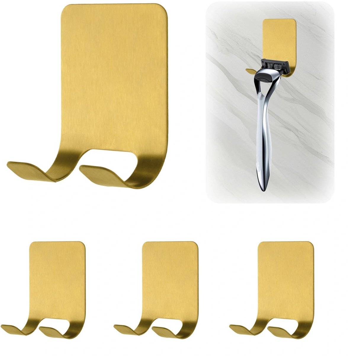 Innovra - Dailygoods - 4 Stuks Zelfklevende Scheermeshouders van Roestvrij Staal