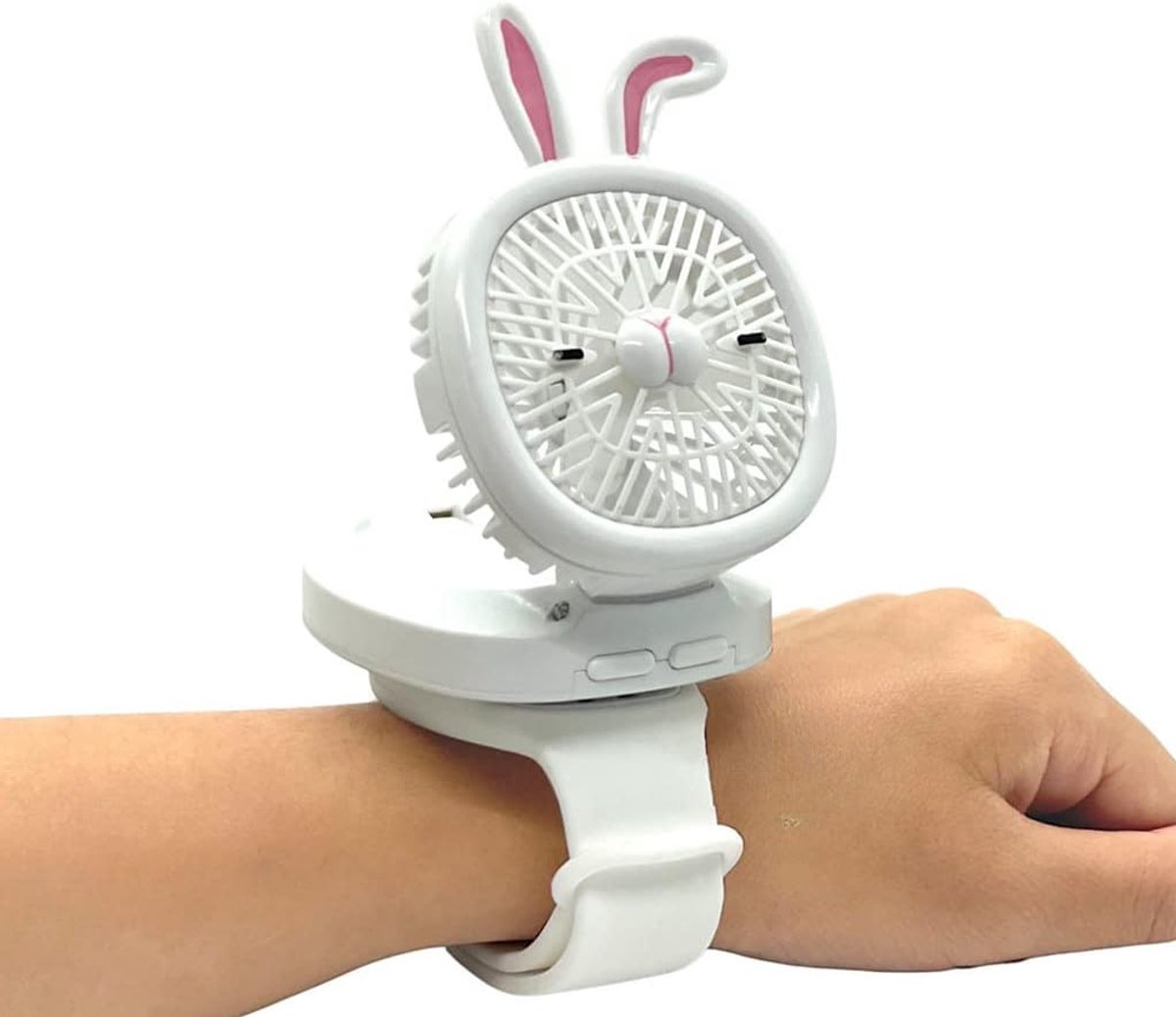 Kinder Handventilator Met LED – USB Oplaadbaar 3 Snelheden – Voor Kinderen Binnen en Buiten – Wit