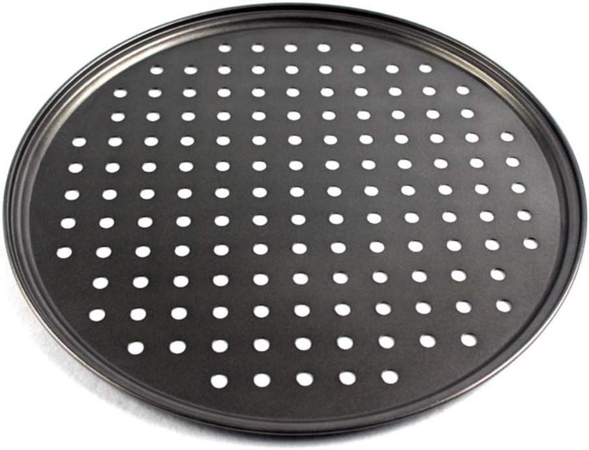 Pizza Bakplaat - Ronde bakvorm - Thuis bakken - Duurzame constructie - 26 28 32 cm - Zwart