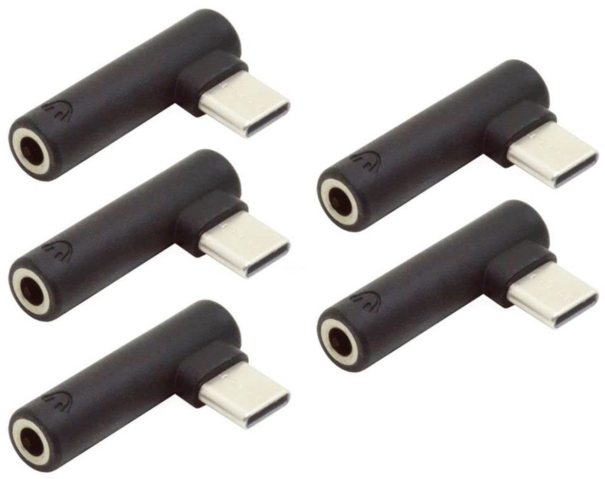 Dailygoods - USB C naar 3,5 mm Hoofdtelefoon Adapter Set van 5