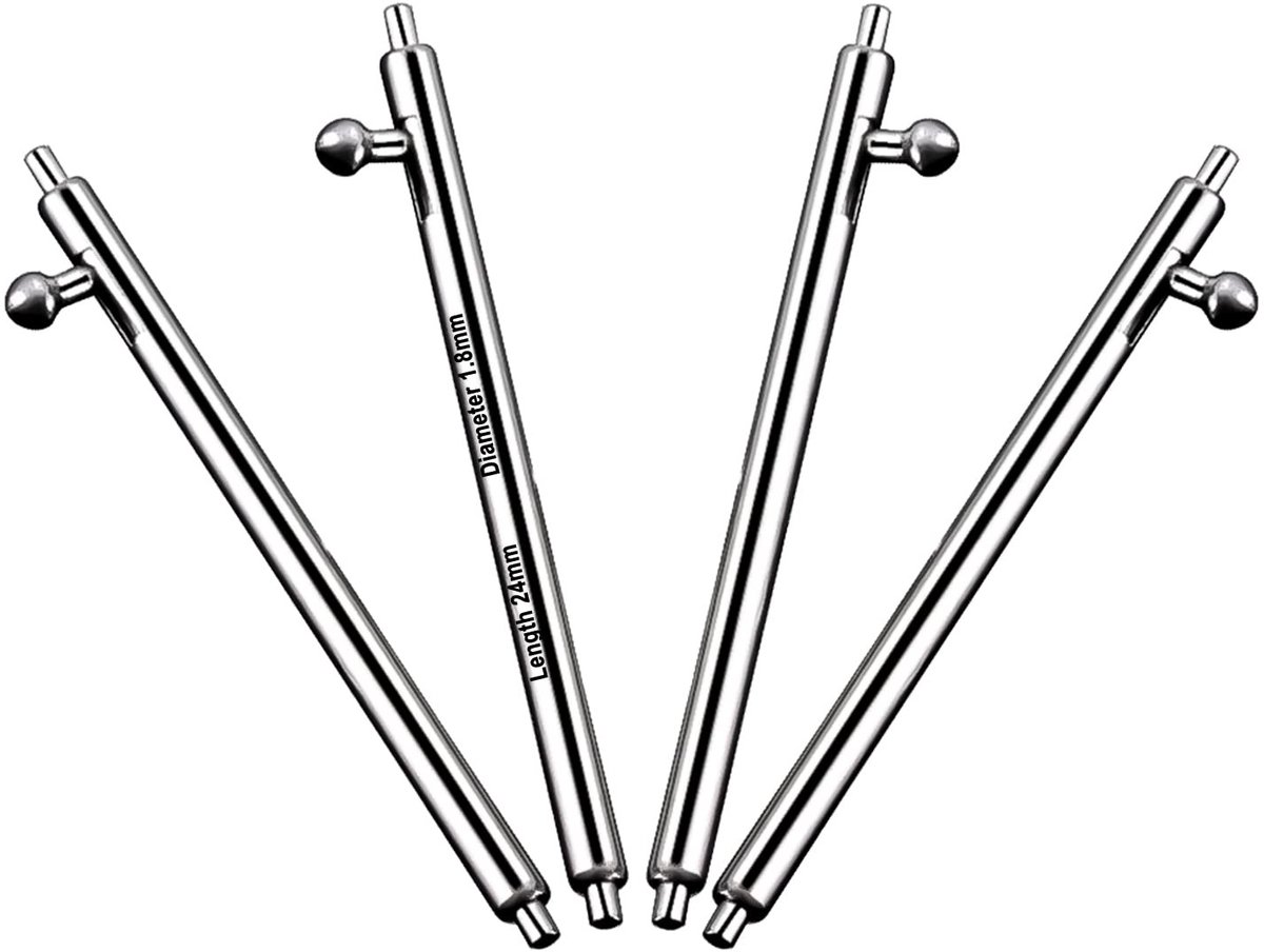 Dailygoods - Set van 4 Quick Release Veerstaafjes voor Horlogebandjes - Diverse Maten