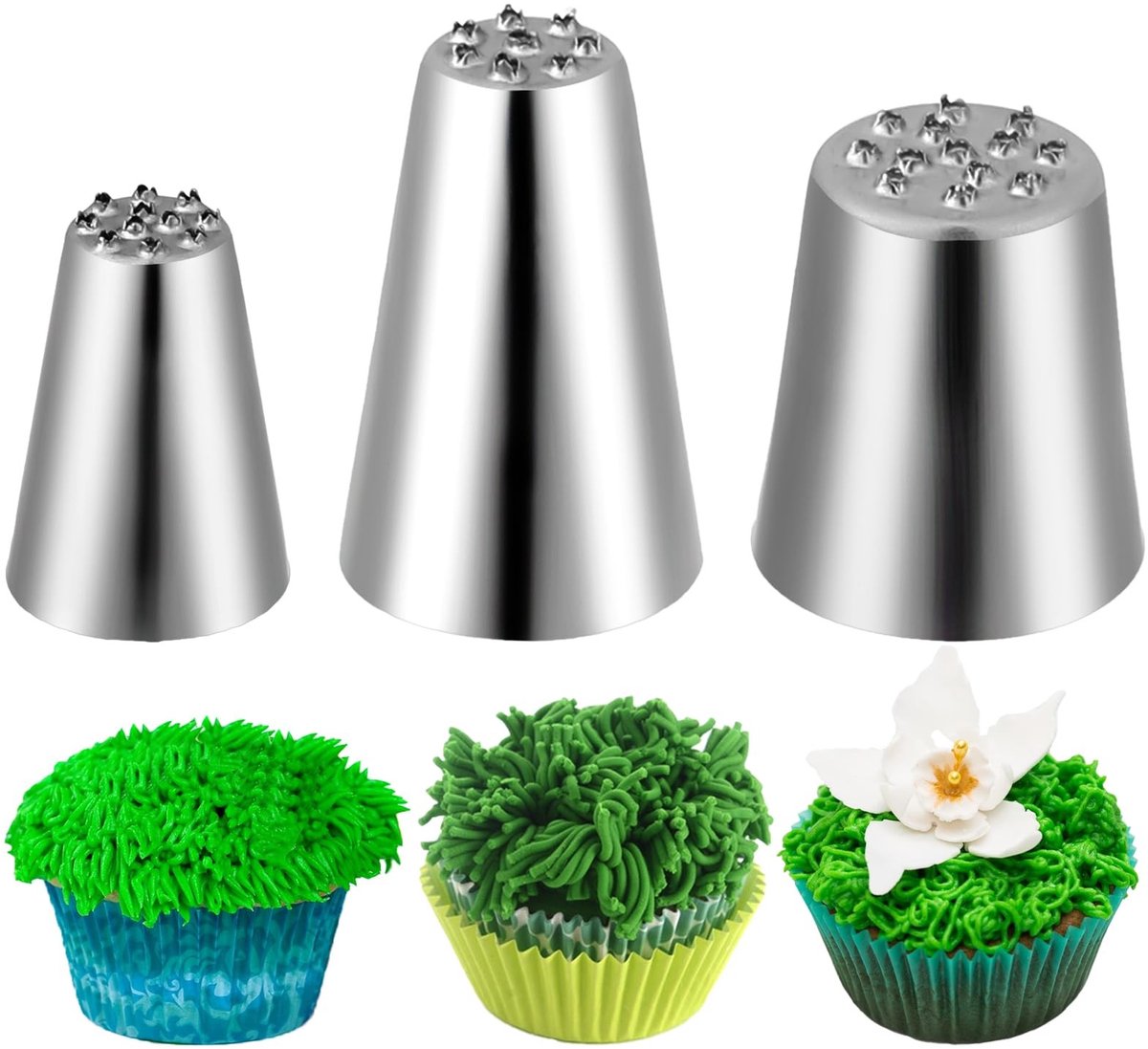 Dailygoods - Set van 3 Roestvrijstalen Gras Glazuur Spuitmonden