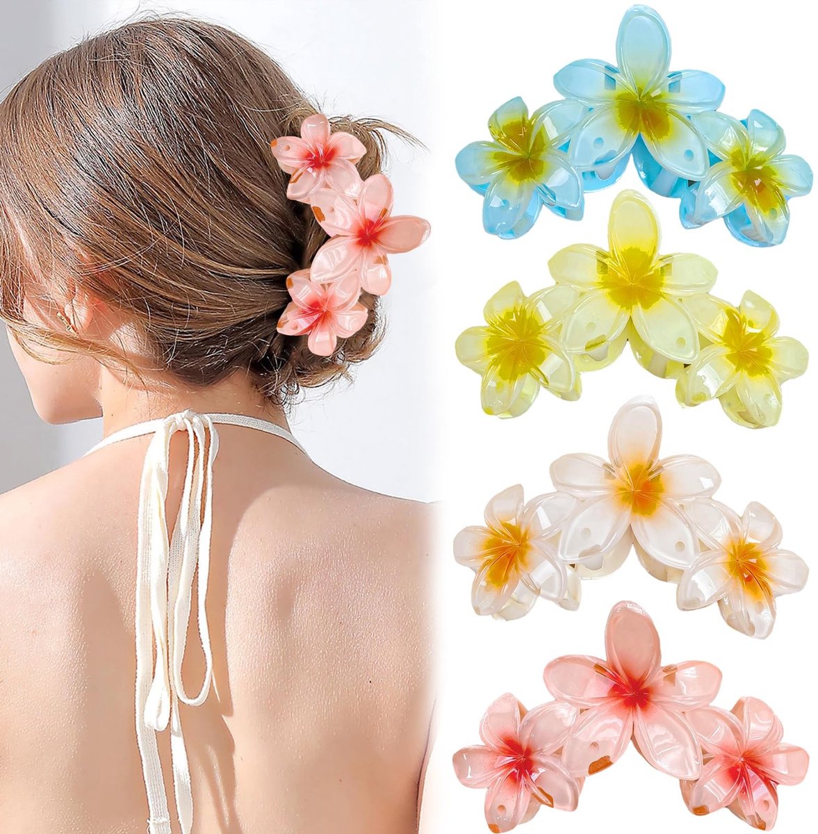 Dailygoods - 4-delige Antislip Bloemen Haarclips voor Dikker Haar