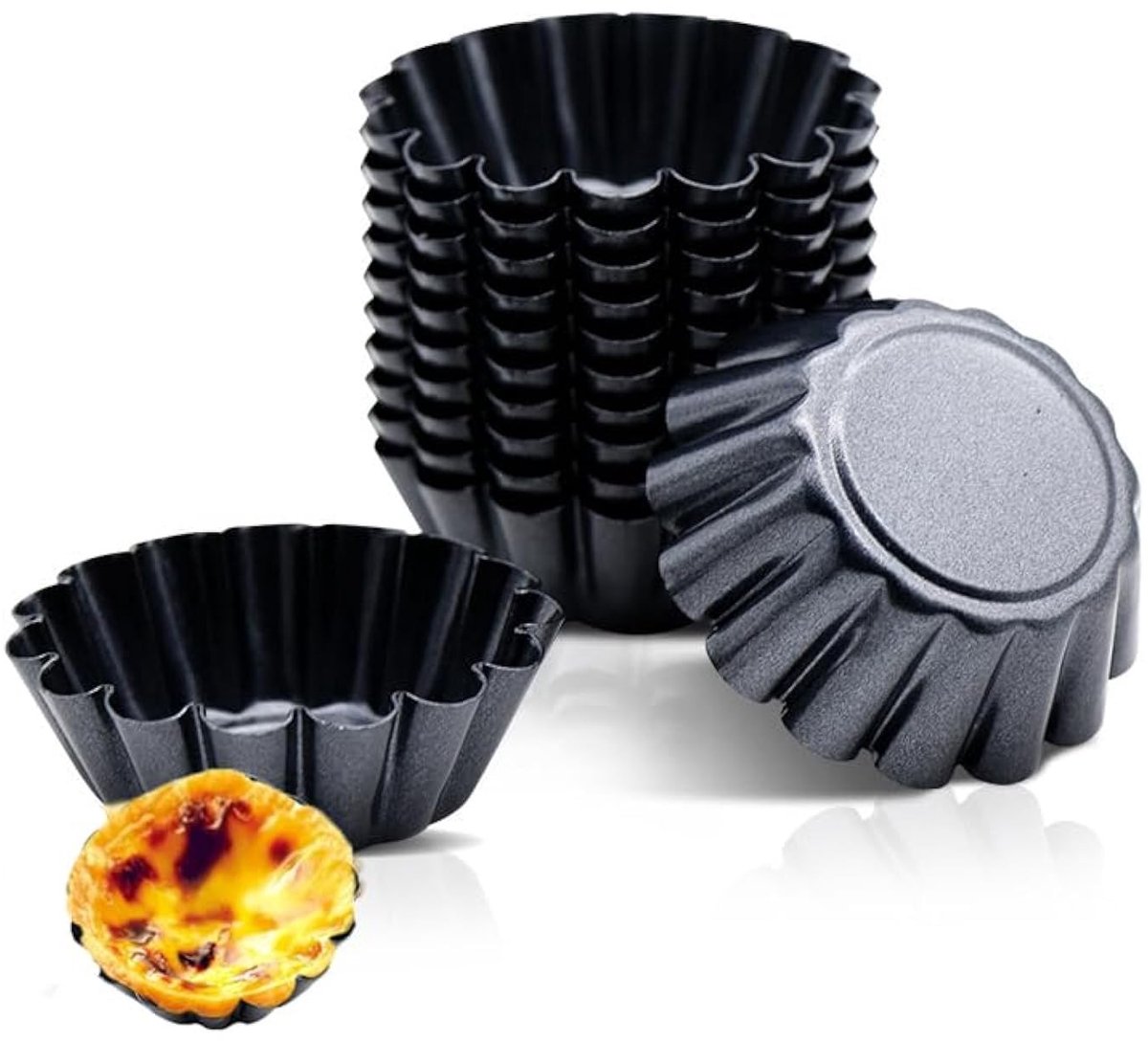 Dailygoods - Set van 12 Taart Mallen van Koolstofstaal met Antikleeflaag