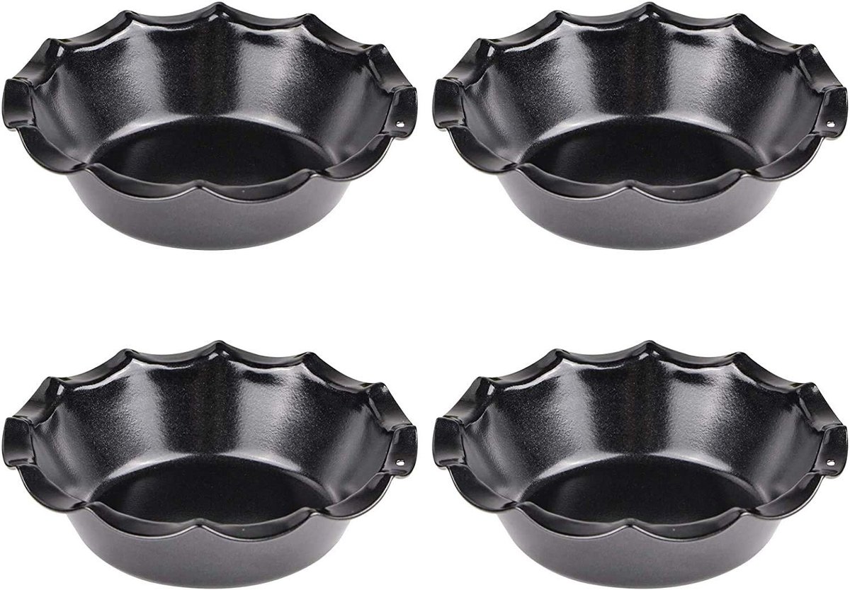 aladdien - Individuele Taartvormen - Ronde Mini Taartvormen - Antiaanbaklaag - 12 cm - Quiche Bakvormen - Set van 4 - Geschikt voor Taarten