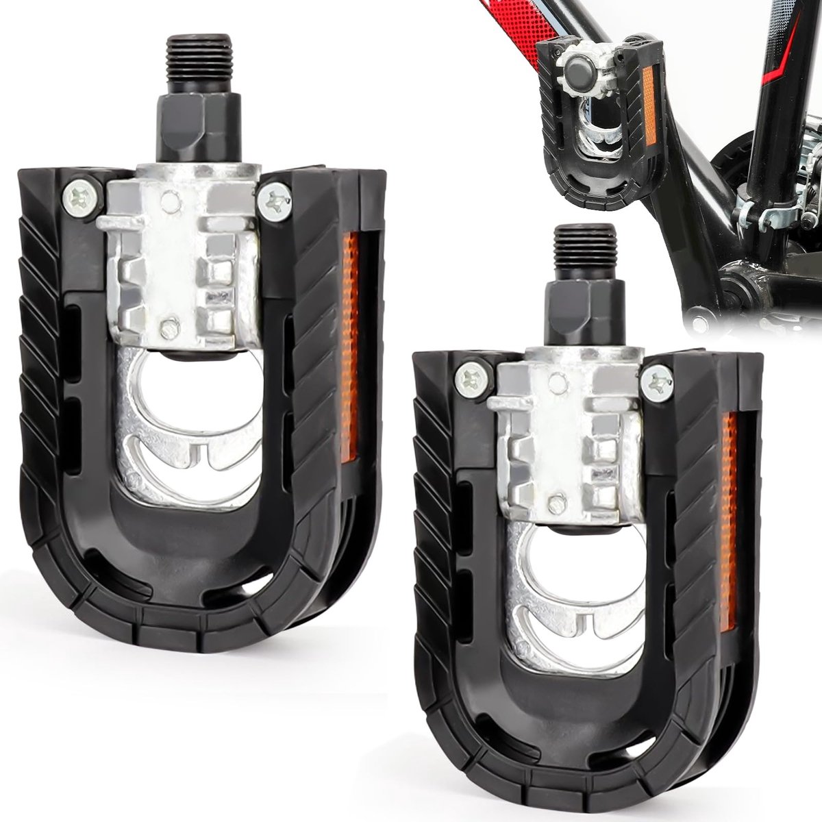aladdien - Fietspedalen - Dubbelzijdig - Inklapbaar ontwerp - Antislip stavlak - Reflectoren - Geschikt voor MTB en vouwfiets - Unisex-Volwassene