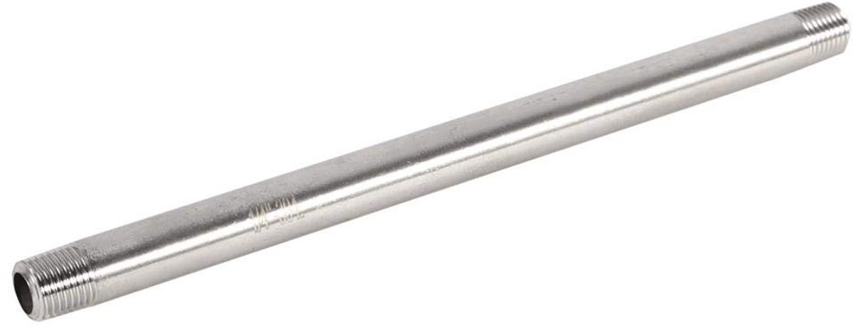 aladdien - Pijp Nippel - Corrosiebestendig - Dubbele Schroefdraad - 200mm - Fitting Connector - Voor Waterleidingen - Roestvrij Staal