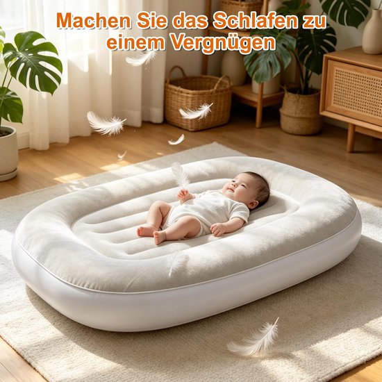 Kinderluchtbed - Opblaasbaar matras - Reisbed - Inclusief handpomp - 102x83 cm - Blauw — afbeelding 4