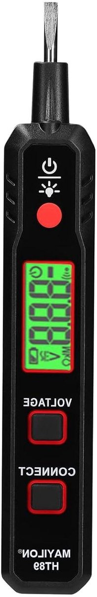 Elektrische Teststift - Spanningszoeker Detector - Elektra Controleren - Digitaal LCD Display - AC12-300V - Zwart