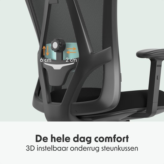 LifeGoods Ergonomische Bureaustoel - NEN1335-gecertificeerd - Gamestoel - 150kg - Office Chair - Volwassenen - Kantoorstoel - Hoofdsteun - Zwart/Chroom