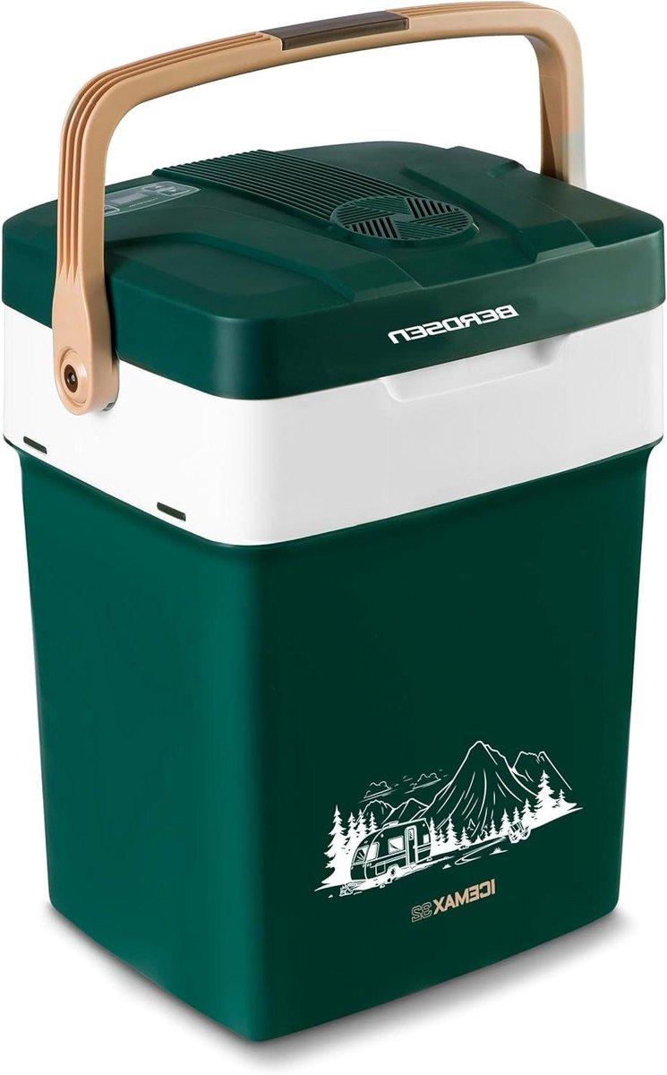 Koelbox Auto - Koel en warmhoud - Kamperen en reizen - Dubbele wandisolatie - 29 Liter - Groen