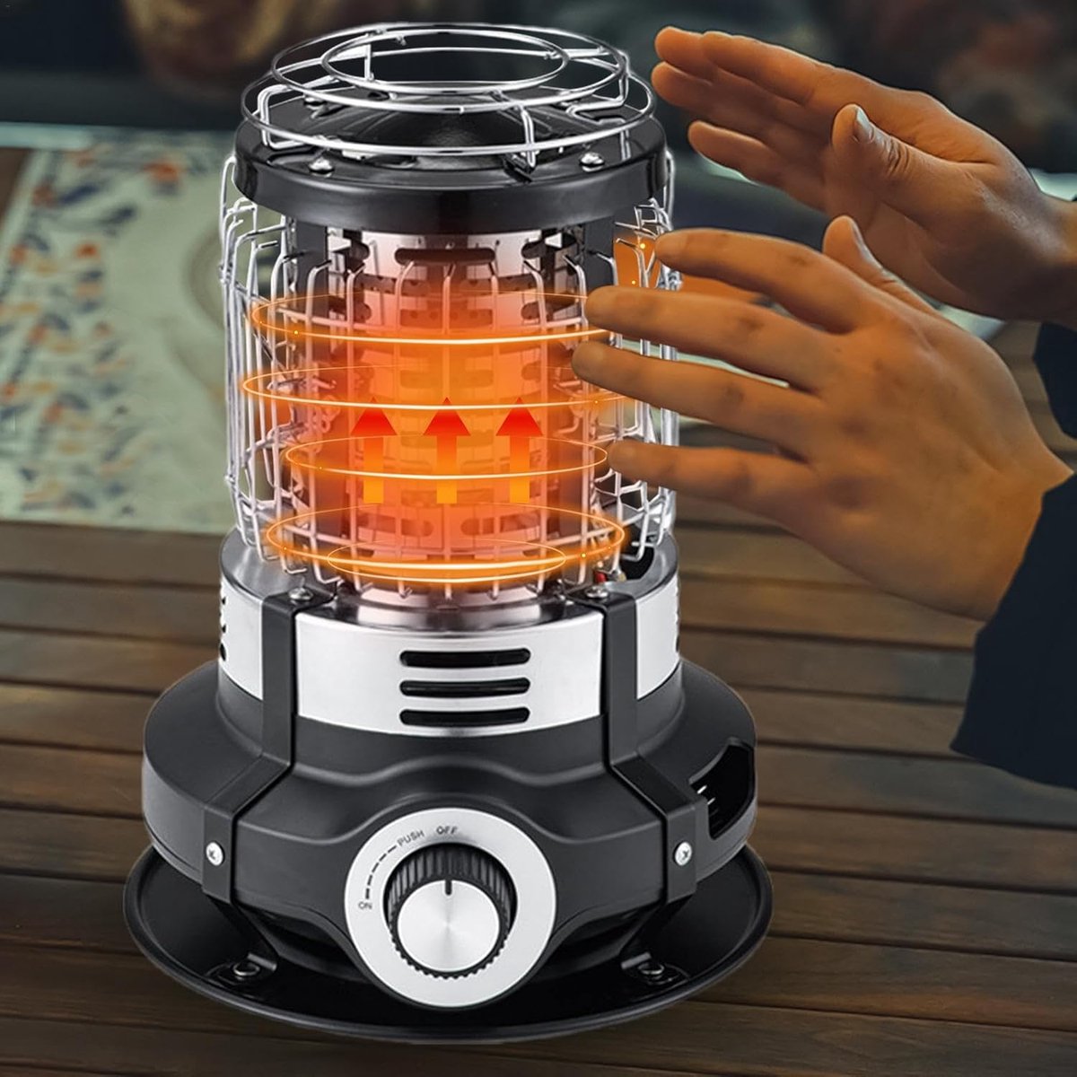 Terrasverwarmer Elektrisch - Buitenverwarmer Tuin - Snelle Warmte Creëren - Automatische Veiligheidsuitschakeling - 1.5 kW - Zwart Wit – foto 3
