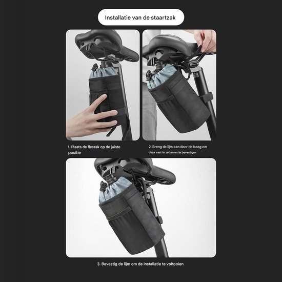 Fleshouder Fiets - Bidonhouder Stuur - Drinken Meenemen - Flexibele Bevestiging - 165 cm - Zwart — afbeelding 5