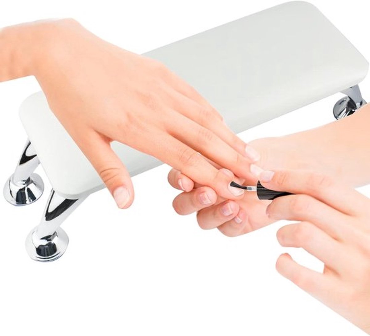 Professionele nagelarmsteun van microvezel leder voor manicure - wit - ergonomisch design