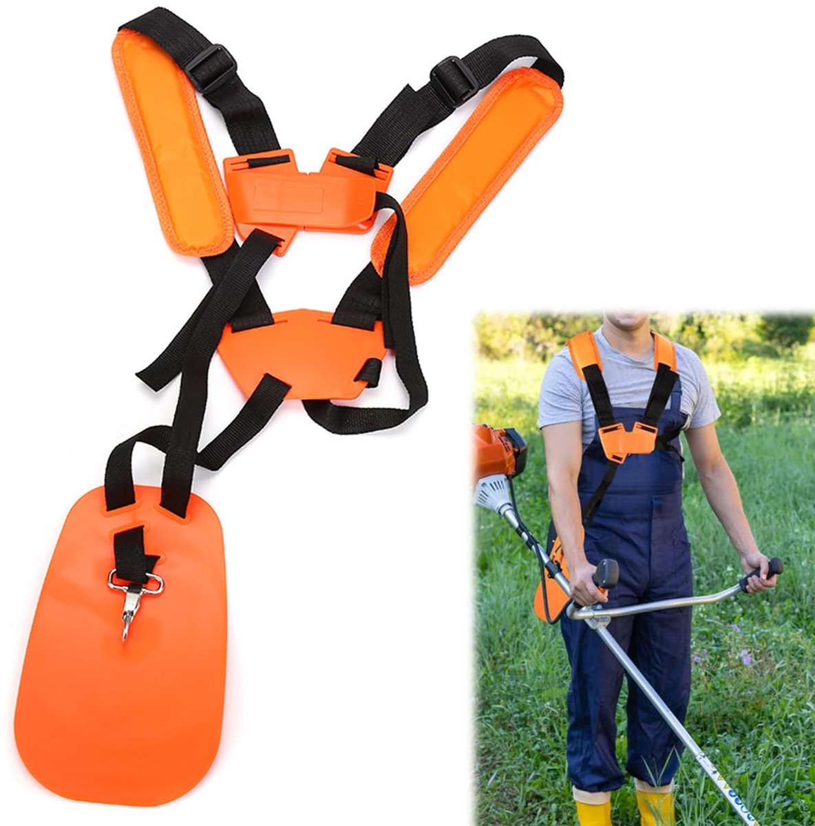ONF3 - Trimmer schouderriem - Draagriem voor bosmaaier - Comfortabele tuinervaring - Oranje - Grastrimmerriem - Vermindert vermoeidheid - Geschi...