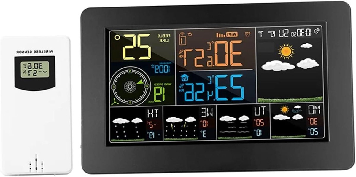 Weerstation - Weersvoorspeller - Buitenweer Monitoren - WiFi Smart Connectie - 60 Meter Bereik - Wit