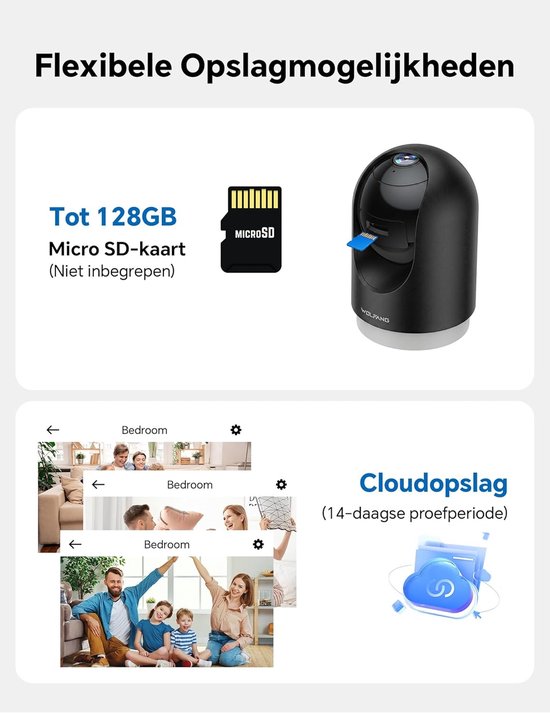 Bewakingscamera Binnen - Wifi Camera - Huis Duidelijk Zien - 360 Graden Rotatie - 3MP Resolutie - Wit — afbeelding 3