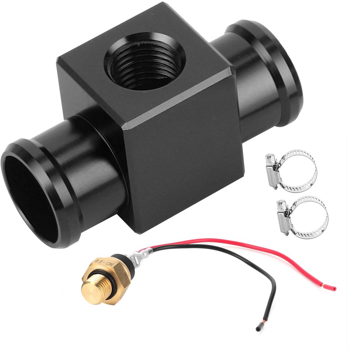 ONF3 - Thermostaat Watertemperatuurschakelaar - Ventilatortemperatuursensor - Geschikt voor motorfietsen - Zwart - Radiatorslangadapter - Hoge k...