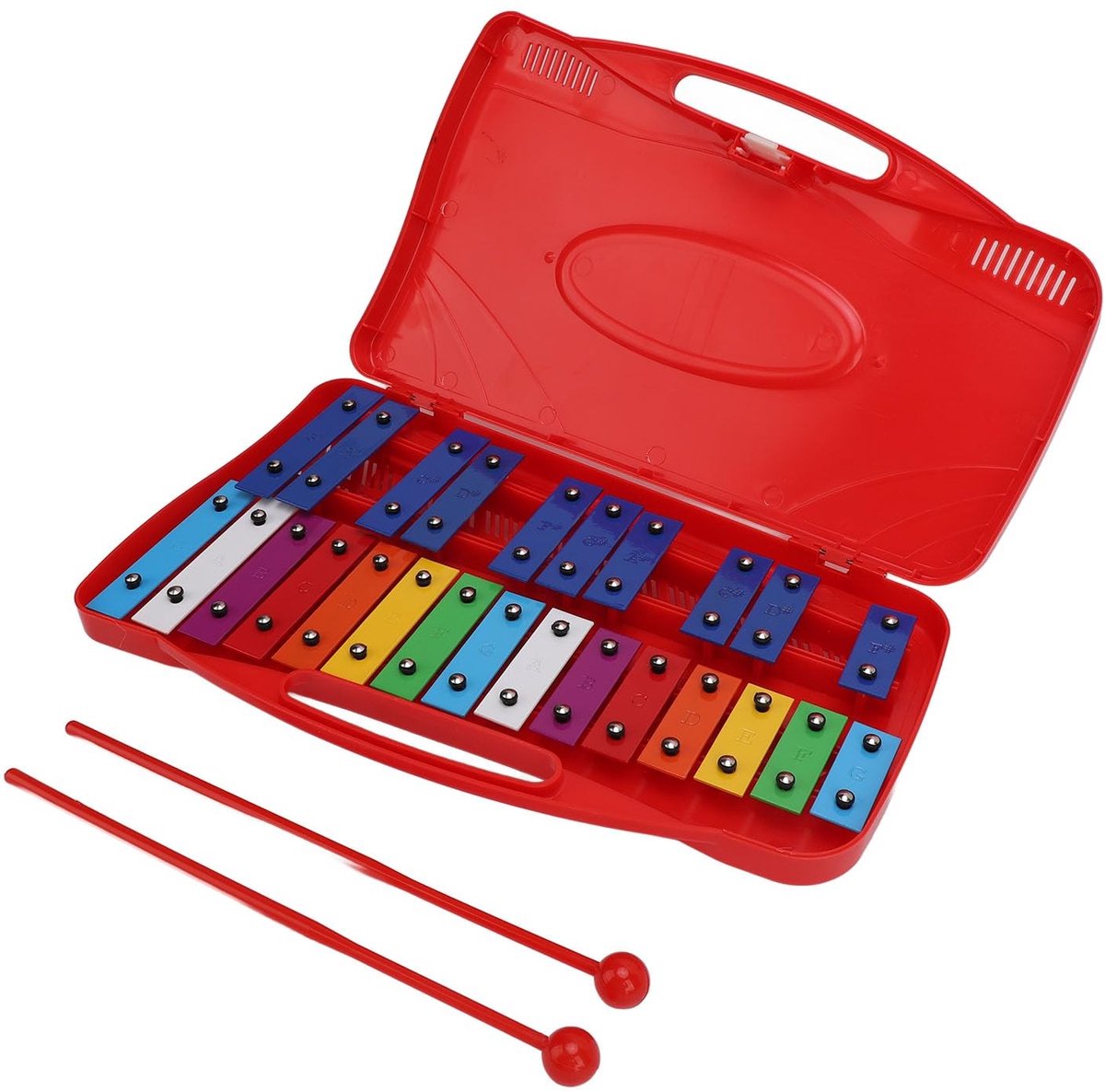 aladdien - Xylofoon - Muziekonderwijs - Professioneel Xylofooninstrument - Kleurrijke Metalen Toetsen - Aluminium - Geschikt voor Kinderen - 25 Noten