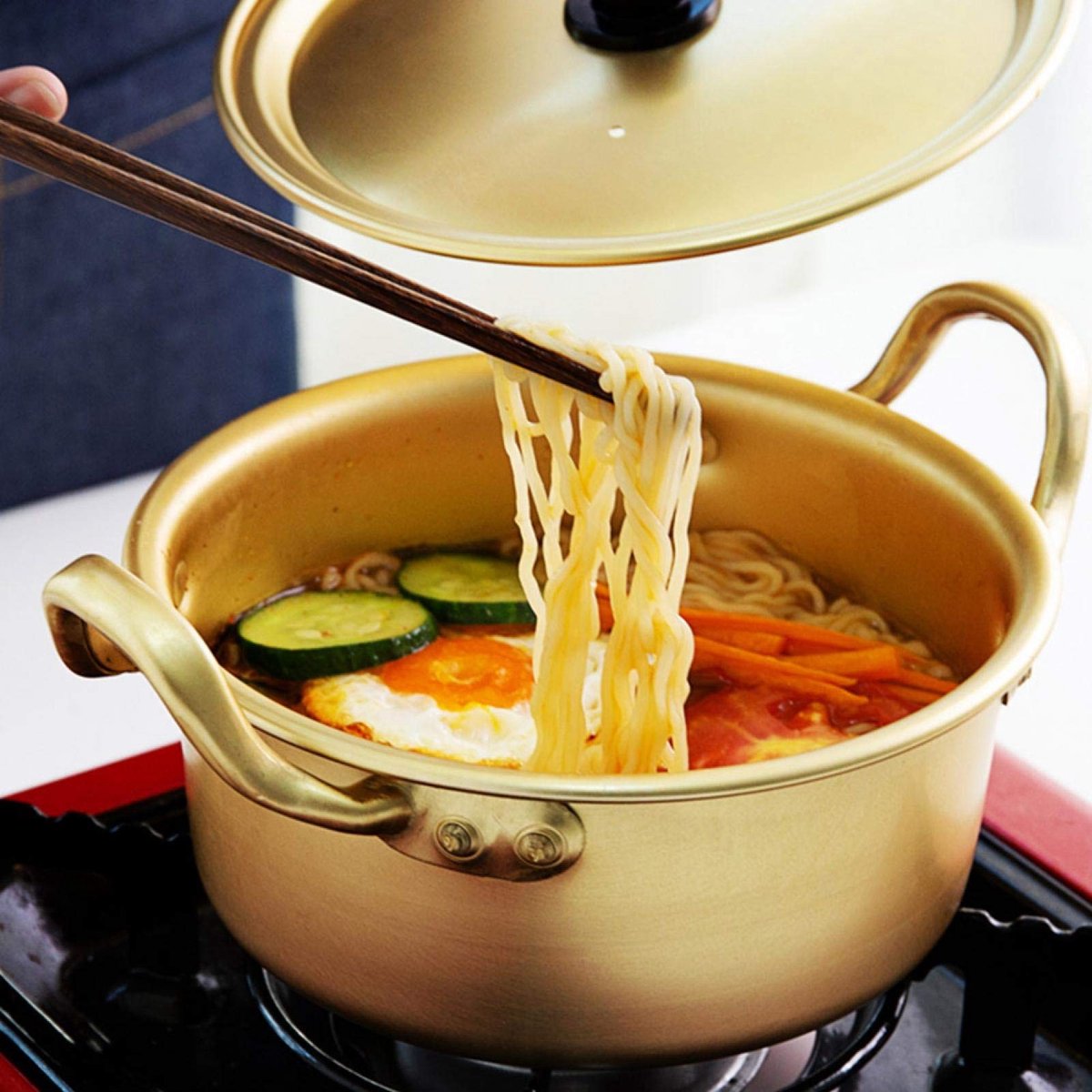 aladdien - Noodle Pot - Koreaanse Ramen - 16 cm - Aluminium - Instant Noodle Pot - 1 Liter - Geschikt voor de lekkerste ramen
