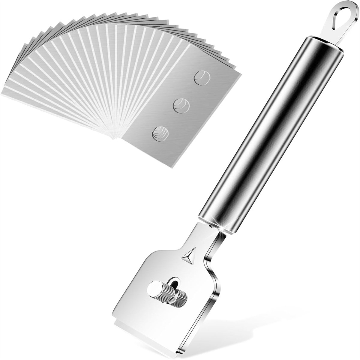 carmdering - vervangende messen voor kookplaatschrapers - keramische kookplaatschraper - metalen schraper - mes voor schraper - keramische kookplaatschraper - glasschraper - roestvrijstalen kookplaat - zilver