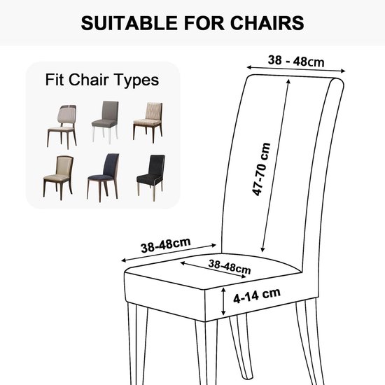 Premium Waterproof Dining Chair Covers, Set of 4 or 6, Elastic High Back Chair Covers, Removable and Washable, Suitable for Banquets, Kitchens and Parties(Light Grey, 6 Pieces) van Premium — afbeelding 2