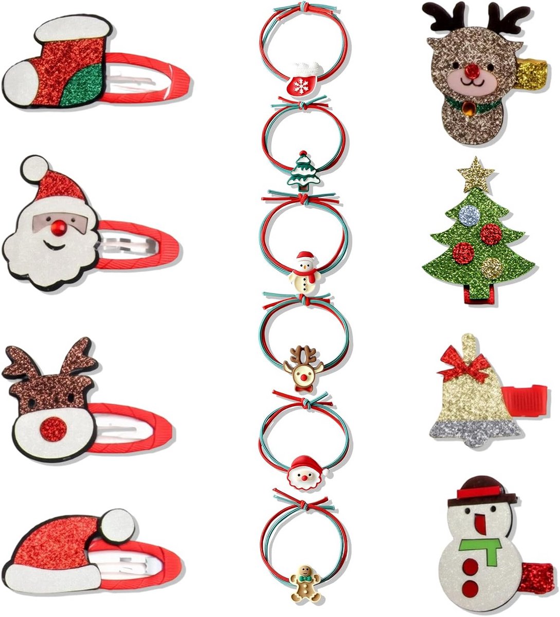14 Pieces Christmas Hair Accessories Christmas Kids Cartoon Christmas Hair Bows Hair Clips Glitter Hairpin Christmas Girls Christmas Decorations Christmas Decorations Hair Christmas Gifts