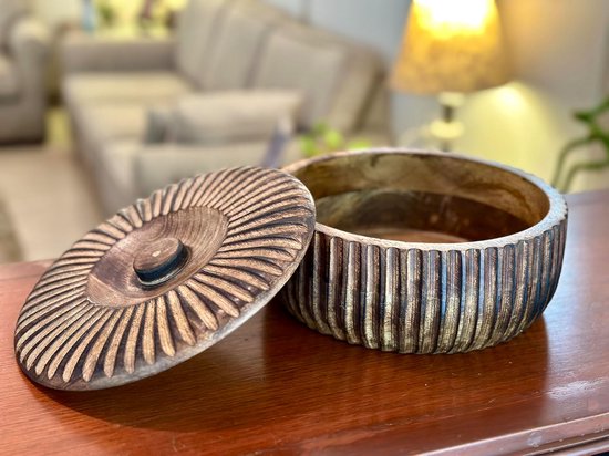 Handgemaakte houten Mexicaanse Tortilla Warmer Mand Indiase Chapati Roti Brood Houder Doos Pannenkoek Keeper Serveware Hot Pot Ovenschotel Met Deksel Thuis Keuken Eetkamer Decor, Natuurlijk Bruin, 22 — afbeelding 5