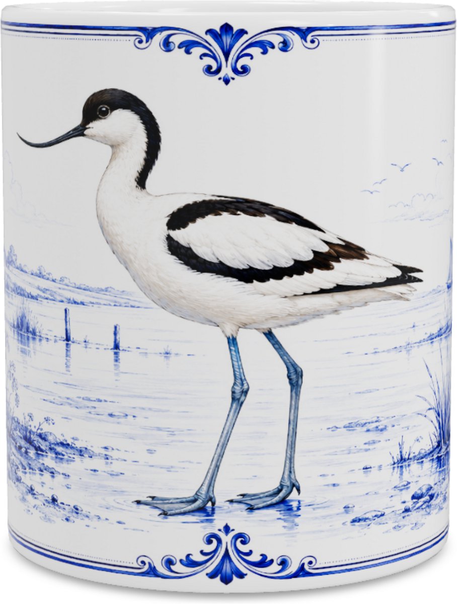 Mok Kluut (Recurvirostra avosetta) - Delfts Blauw Design - Cadeau voor Vogelliefhebber
