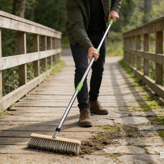 Draadreinigingsborstel - Schuurbezem Vloer - Terras Reinigen - Verstelbare Telescoopsteel - 160 cm Lengte - Niet gespecificeerd — afbeelding 3
