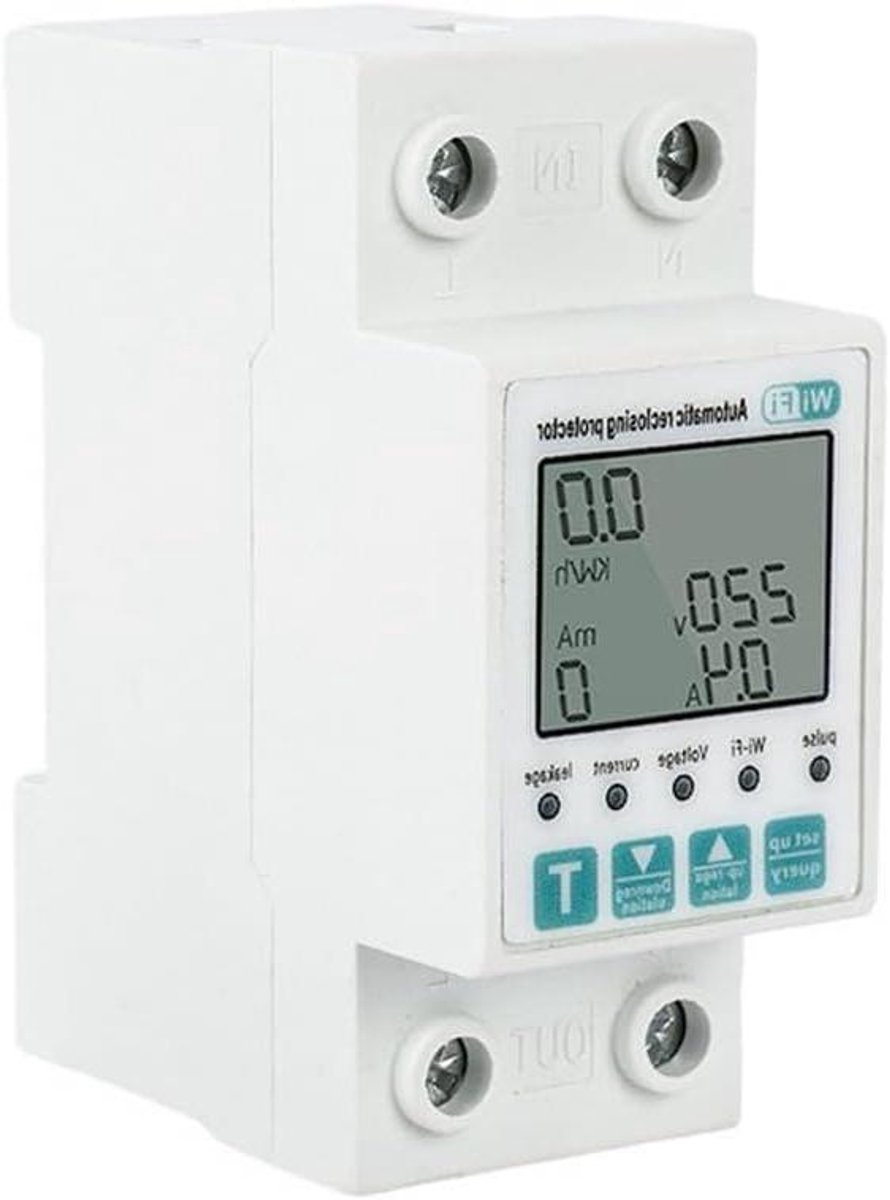 Slimme Energiemeter - Stroomverbruik Monitor - Energie Verbruik Meten - App Bediening - 60A Instelbaar - Wit