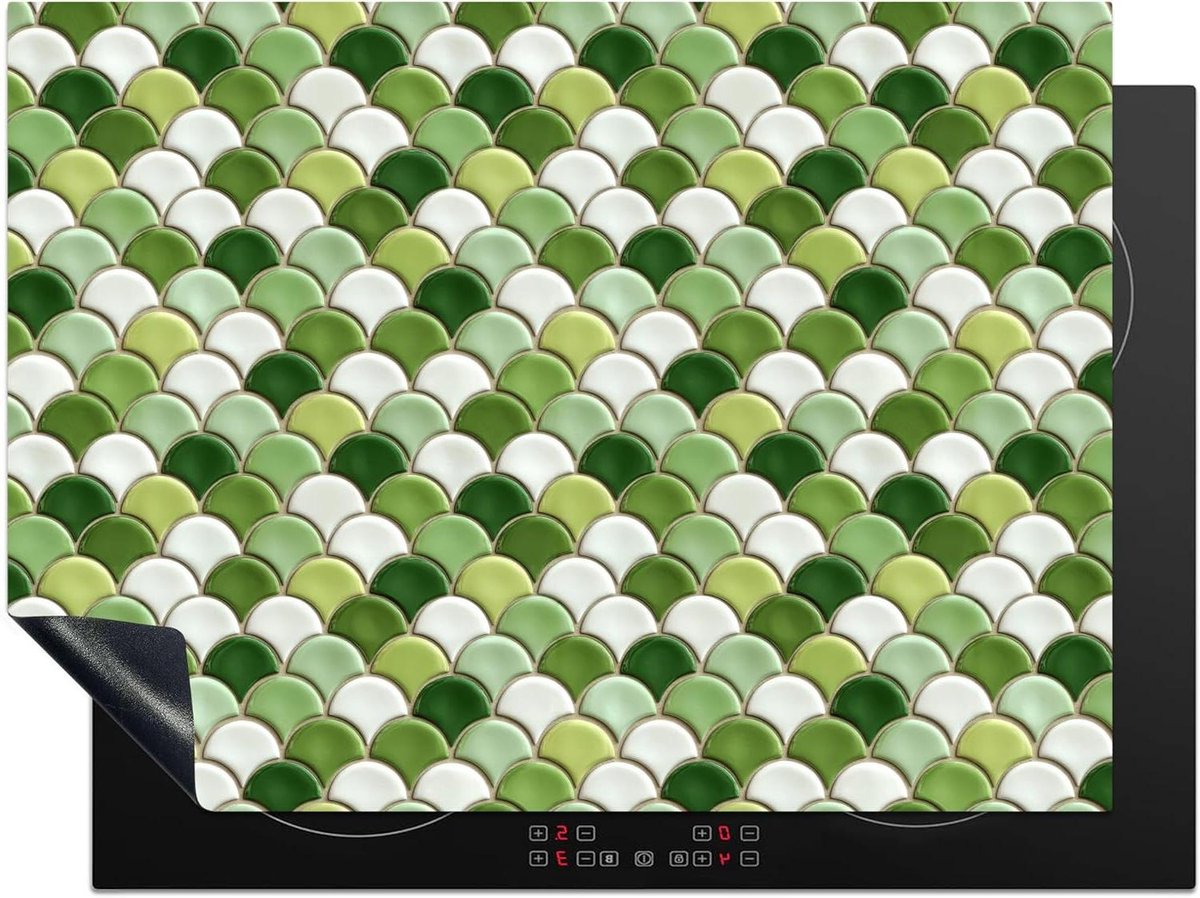 Inductie Beschermer - Kookplaat Mat - Extra Werkruimte - Unieke Fotoprint - 71x52 cm - Groen Wit