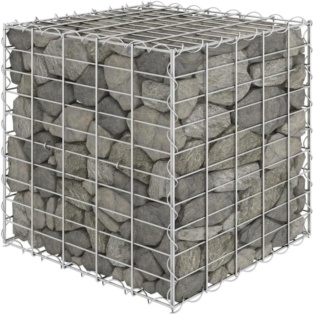 Verhoogd Bed - Draadmand Steenkorf - Tuin Afscheiding - Roestvrij Staaldraad - 50 x 50 x 50 cm - Zilver