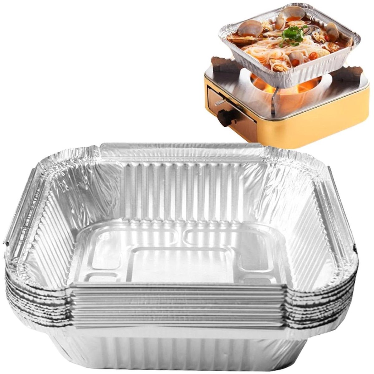 Airfryer bakjes - Aluminium schalen - Eten bereiden - Hoge temperatuur bestendig - 20 stuks - Zilverkleurig