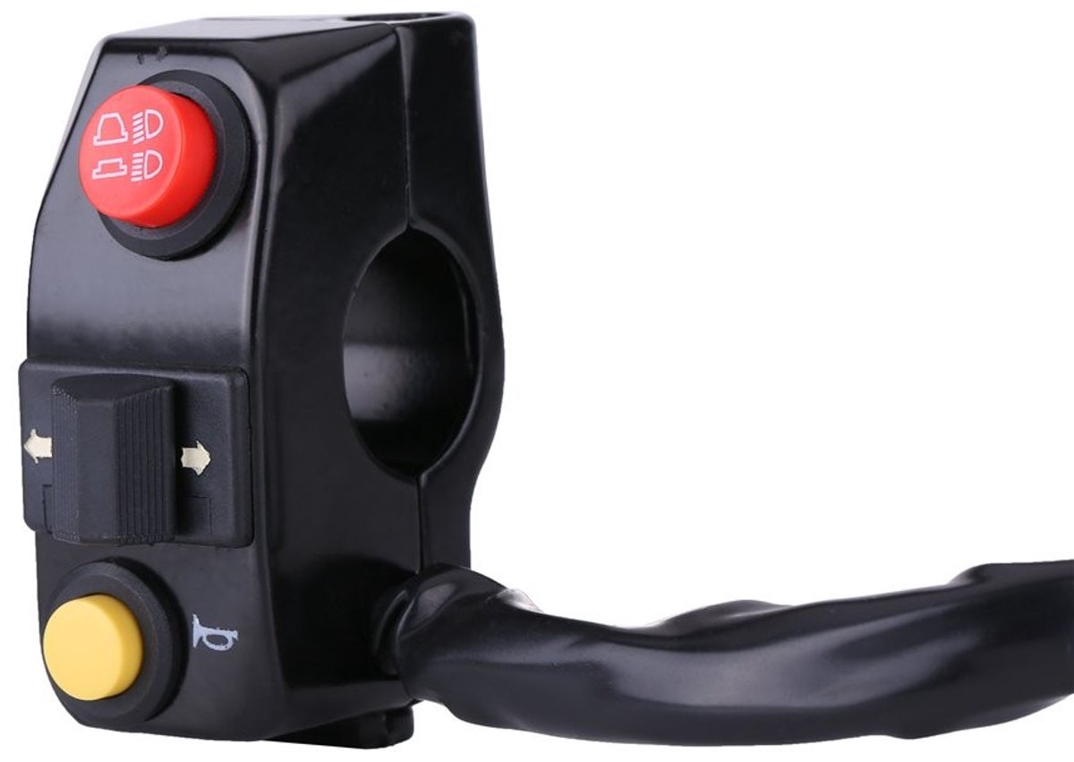 aladdien - Motor Steering Switch - Turn Signal Schakelaar - Voor Makkelijk Gebruik - Zwart - Motor Hoorn - Geschikt voor 7/8 inch Handlebars
