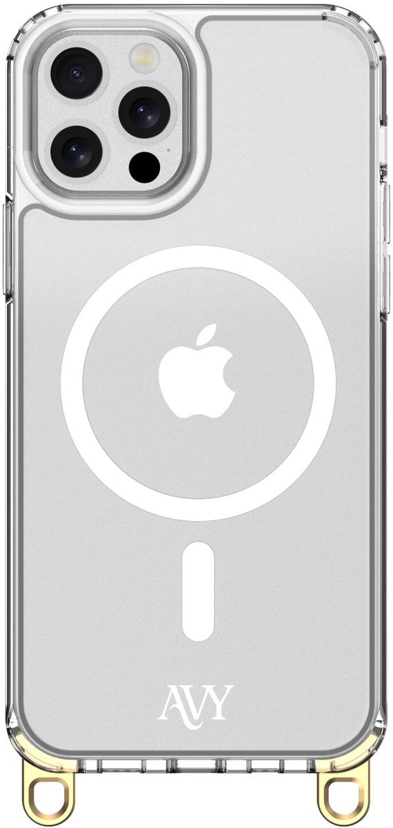 AVY Transparant Hoesje | Geschikt voor Apple iPhone 12 Pro Max | Compatibel met MagSafe | Clear Case | Haakjes voor koord