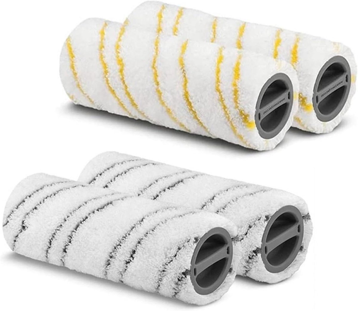 Wasbare Rollerborstel - Vervangende rollen - Vloeren reinigen - Wasbaar tot 60°C - 4 stuks - Geel