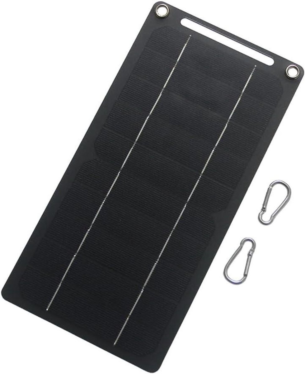 Opvouwbare zonnelader - Draagbaar zonnepaneel - Opladen onderweg - Dubbele USB-poorten - 6W - Zwart