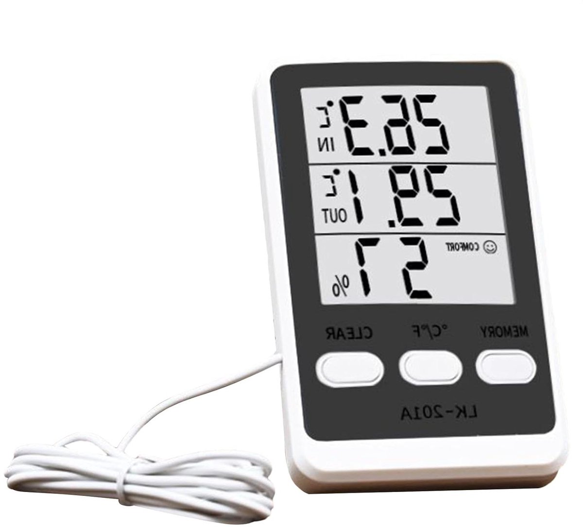 Koelkast Thermometer - Vochtmeter Hygrometer - Temperatuur Bewaken - Dubbele Probe - 12.5 cm - Wit