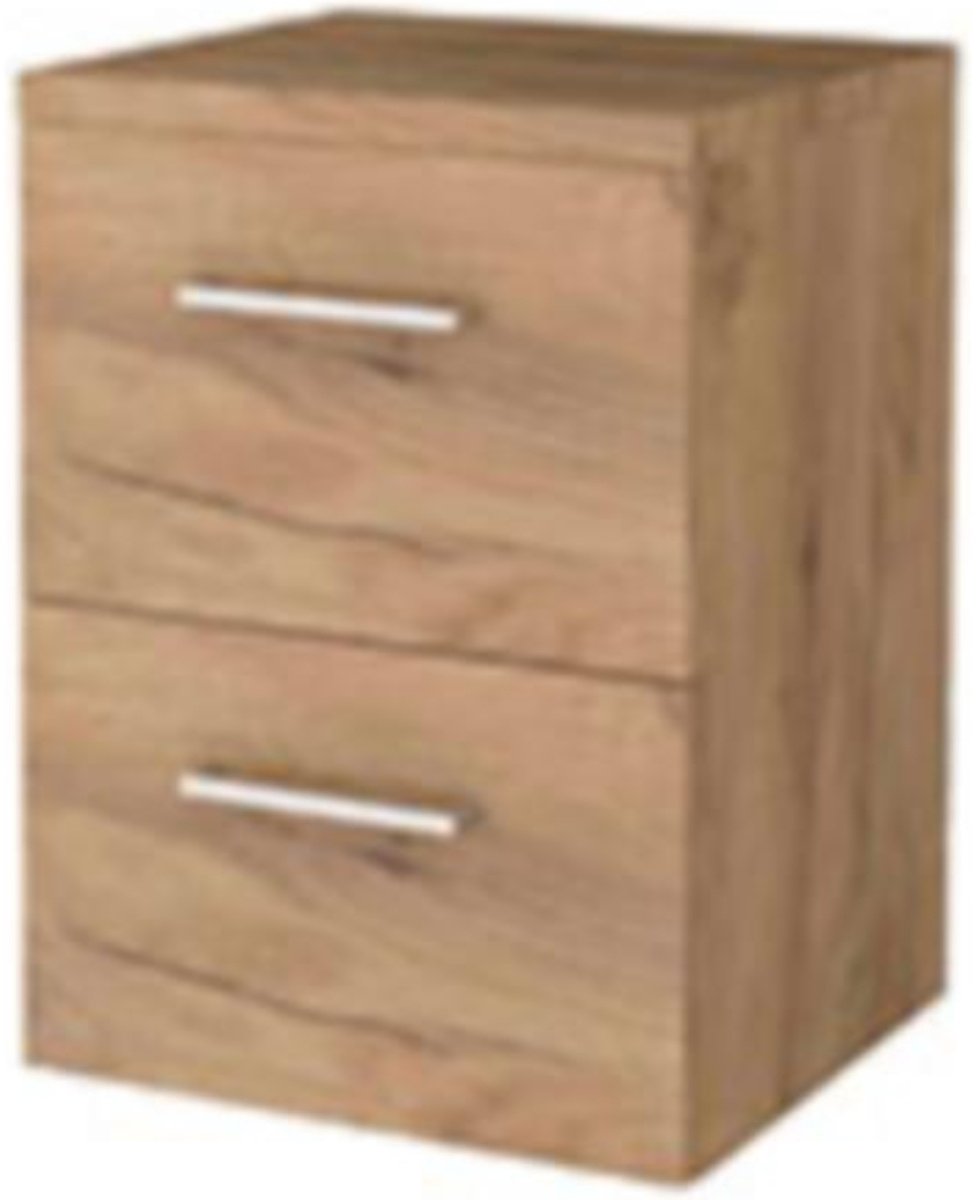 Basic-Line Start 46 Badkamermeubelset - 50 x 46 cm - Met Grepen - 2 Lades - Wastafelblad - Whisky Oak