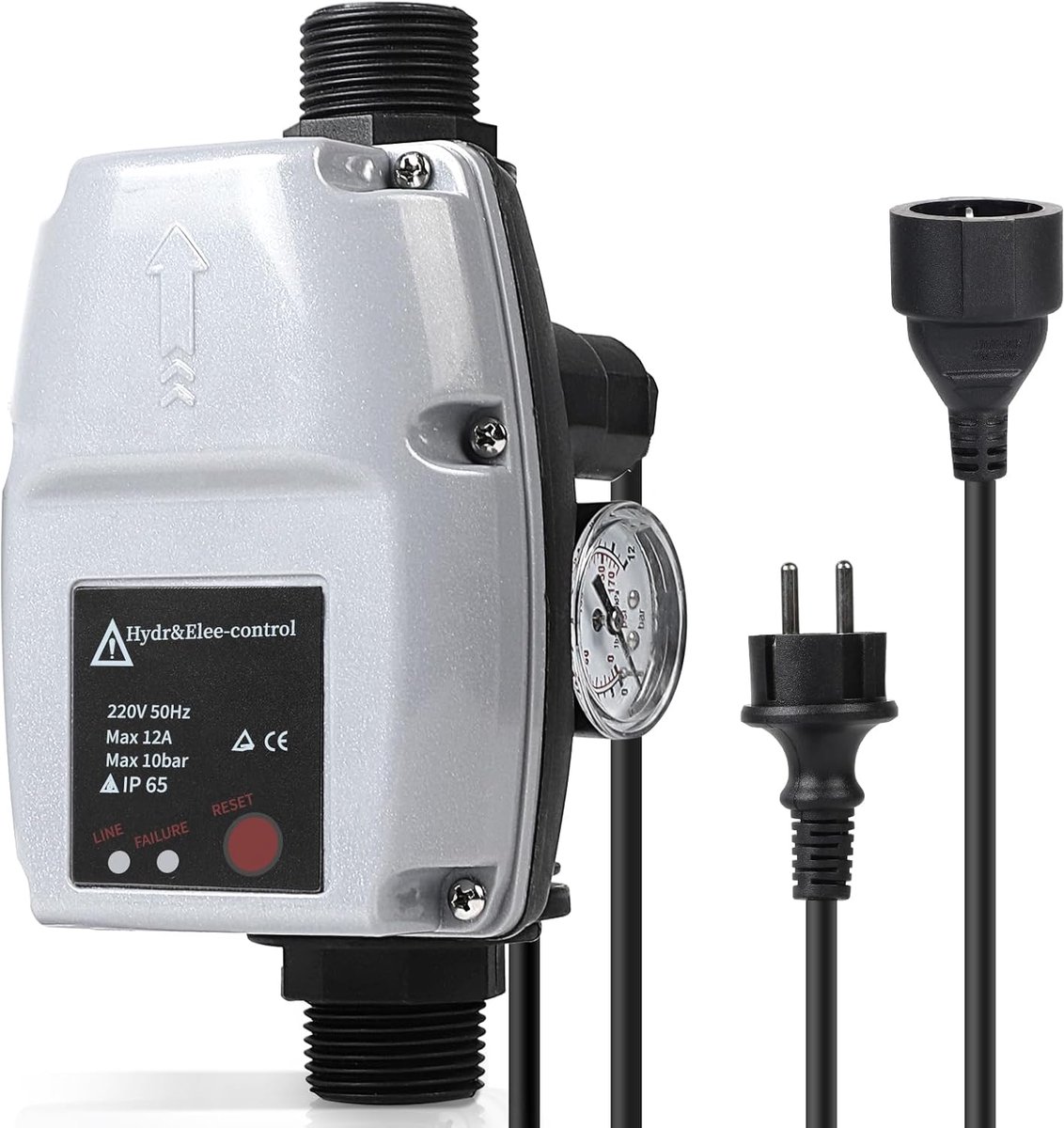 Druk Schakelaar - Waterpomp Controle - Automatische Waterpomp - Met Drukmeter - Max 10 Bar - Blauw