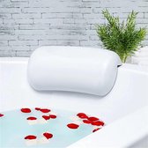 Ergonomisch Badkussen met 2 Sterke Zuignappen, Comfortabel Hoofdkussen voor Badkuip, Antislip Badaccessoires voor Hoofd, Nek en Rug, Wit