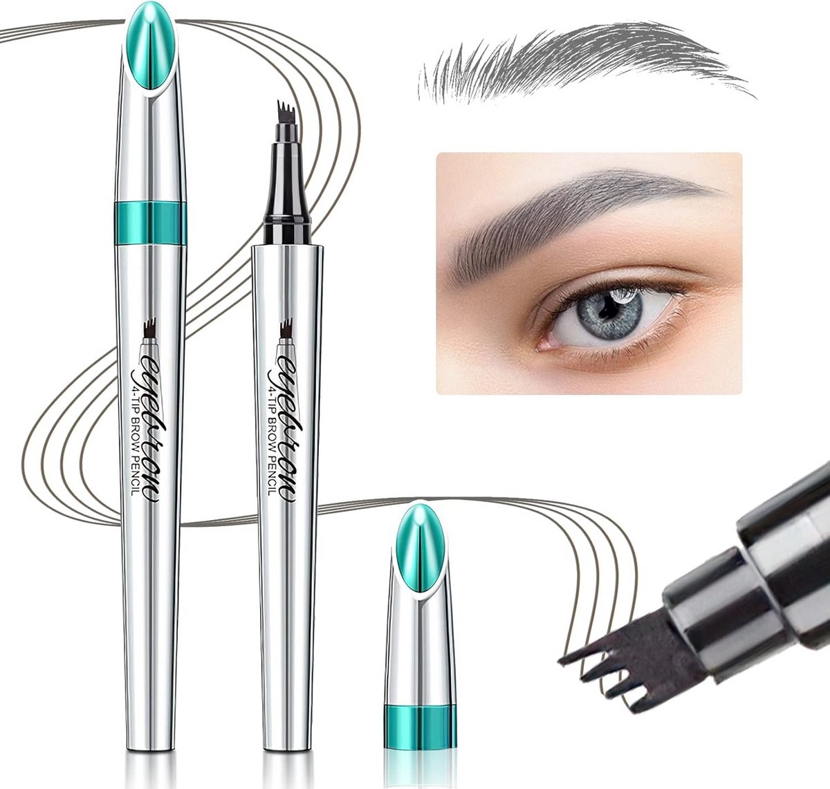 Waterproof Wenkbrauwstift met 4 Punten voor Natuurlijke Wenkbrauwhaartjes