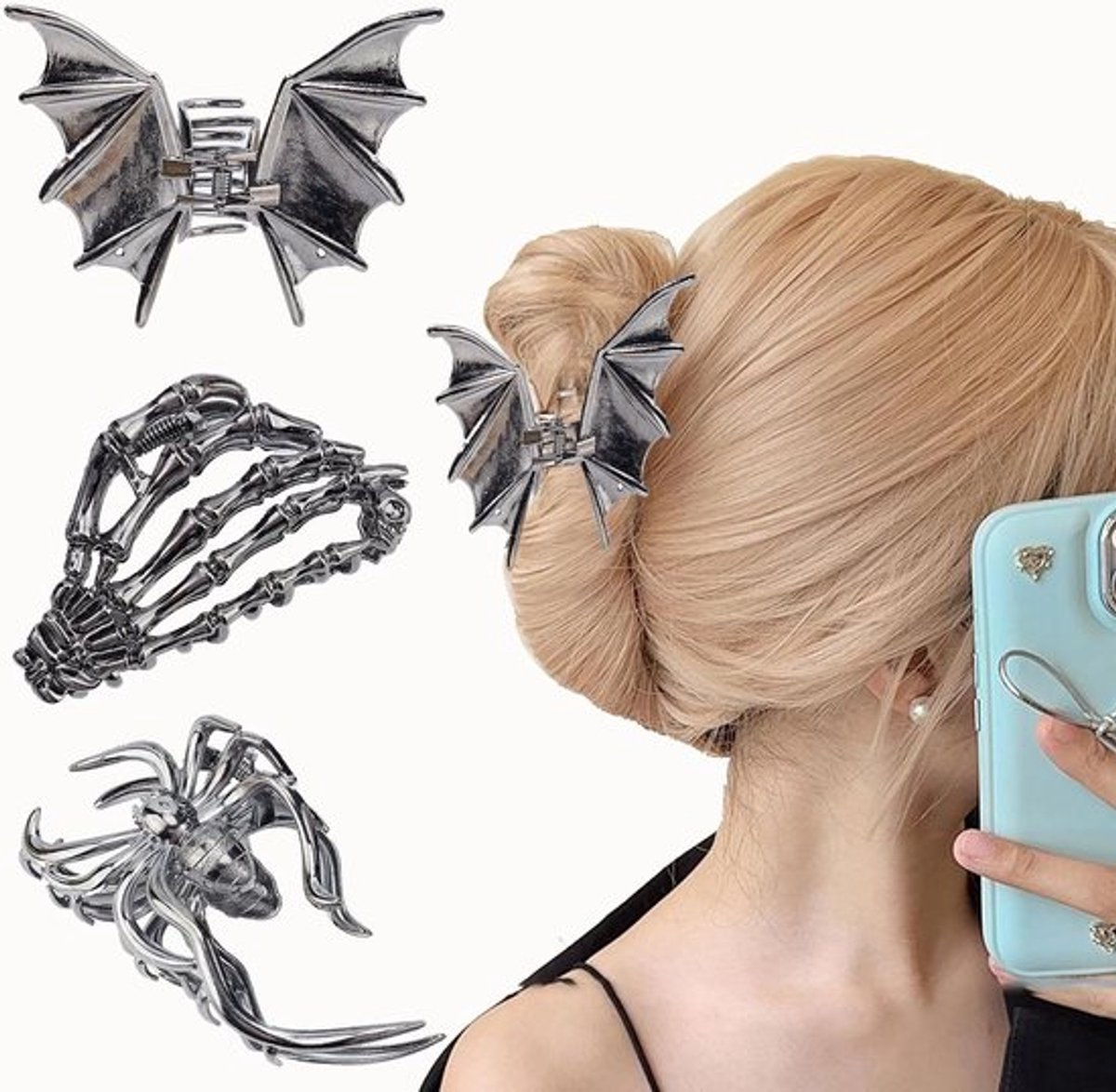Set van 3 grote antislip haarclips voor Halloween styling
