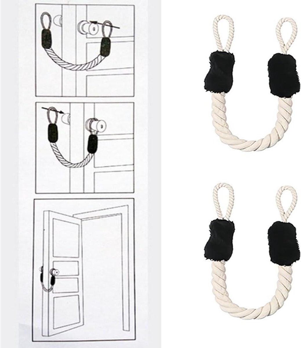 Deur Stopper Touw - Vingerbescherming - Veiligheid Thuis - Zacht Katoen Materiaal - 60 cm Lengte - Zwart